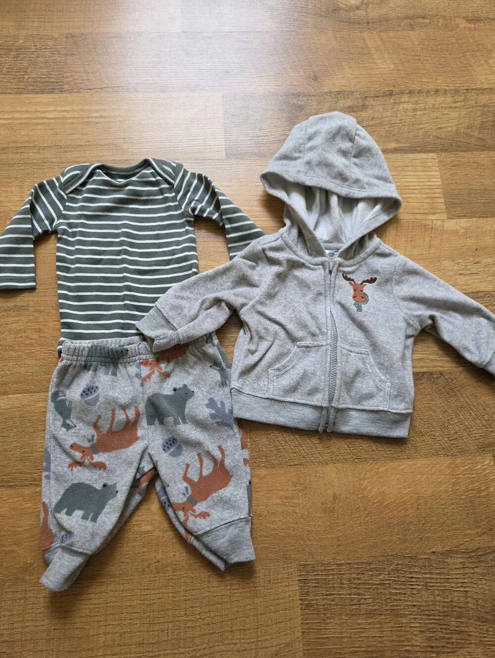 Carter's Newborn Lot - Little Brother, Moose, Stripes, Hoodie, Footie